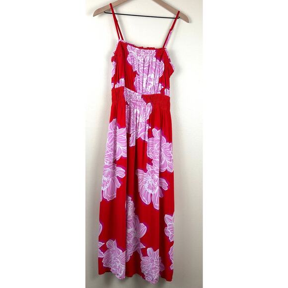 Petal & Pup Sybel Midi Dress Size Medium in Red Pink Floral - Picture 8 of 16
